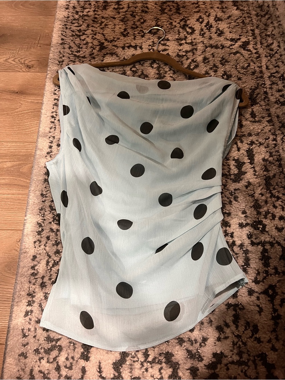 Women's Light Blue Polka Dot Sleeveless Top - Klesis